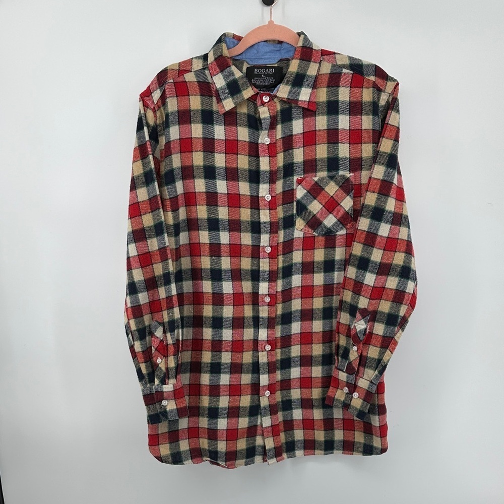 Bogari Grunge Gorpcore Outdoor Multicolor Plaid Casual Flannel Shirt SzL